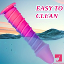 9.8in Odd Design Silicone Soft Big Dildo With Thread Pseudo Sex Toy