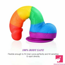 7.67in Silicone Rainbow Soft Dildo For Gay LGBT Anal Vaginal Orgasm