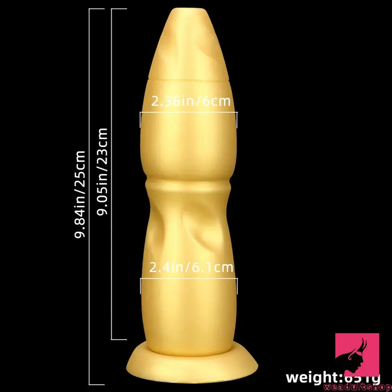 9.84in Gold Soft Liquid Big Silicone Butt Plug Dildo For Women Men