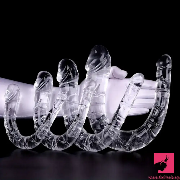 5.31in 6.69in 7.48in 8.46in Clear Dual Heads Curved U Shape Sex Dildo