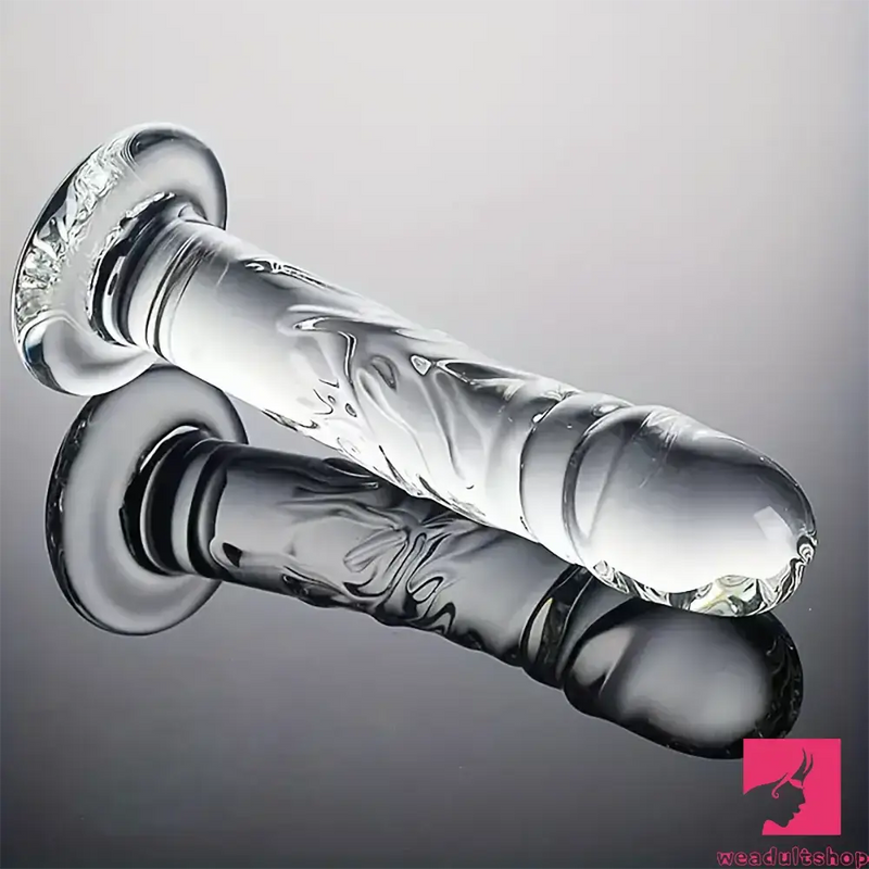 7.09in Clear Elegant Glass Crystal Dildo For Female Male Sex Orgasm