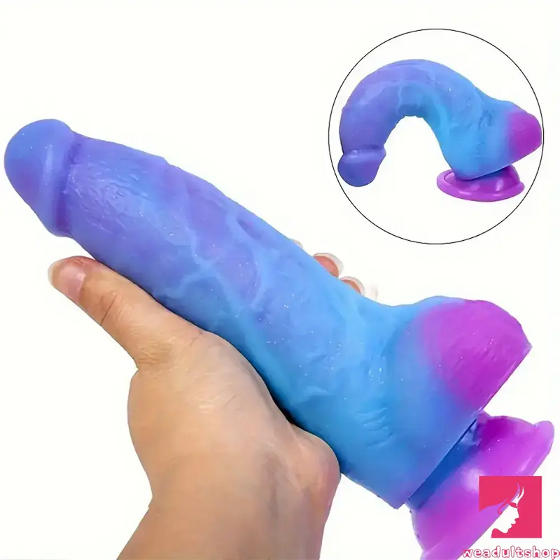 7.4in Unisex Soft Flexible Silicone Luminous Dildo Sex Adult Toy