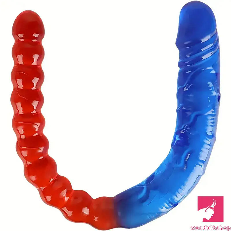 17.72in Real Double-headed Long Dildo Female Masturbator With Beads