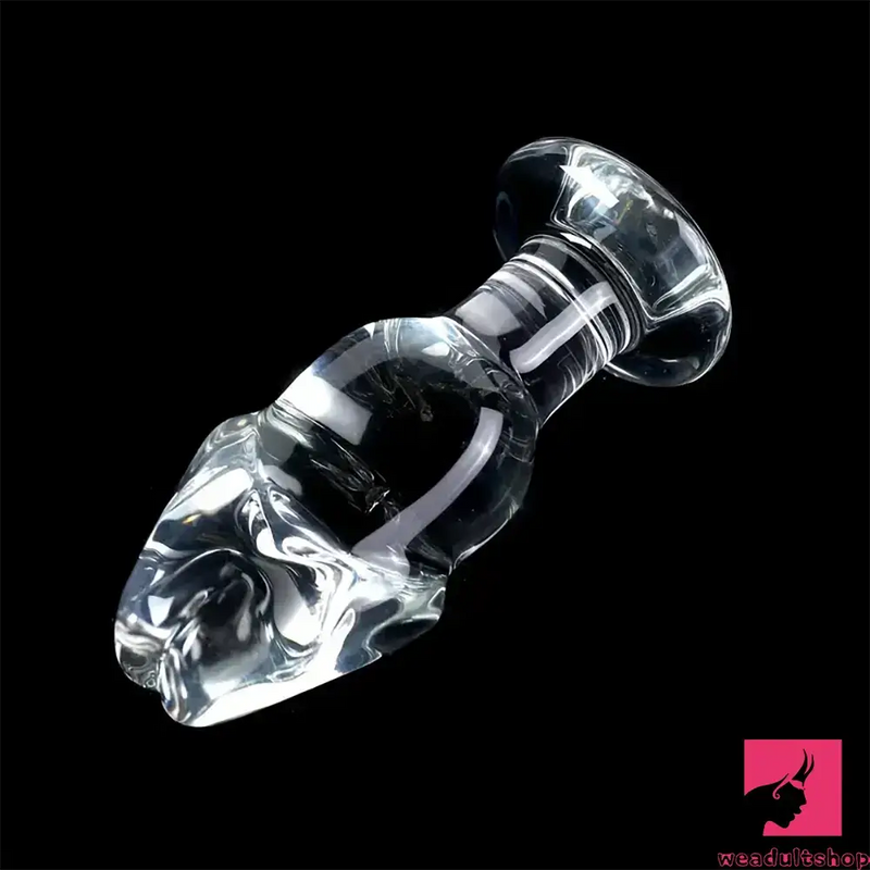 4.63in Clear Elegant Glass Crystal Dildo For Women Men With Base