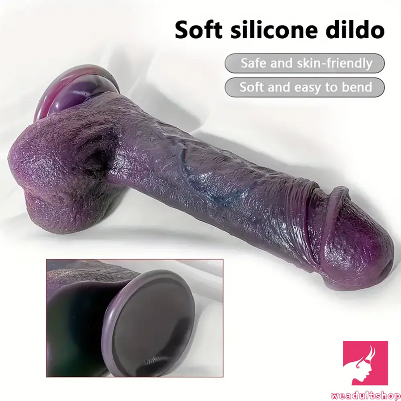 8.66in 8.74in 10.43in Big Ebony Silicone Flexible Dildo For Sex Orgasm