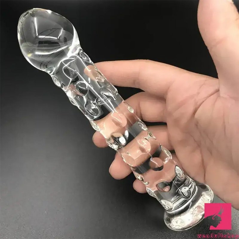 6.9in Clear Real Glass Crystal Dildo For G-Spot Vaginal Sex Orgasm