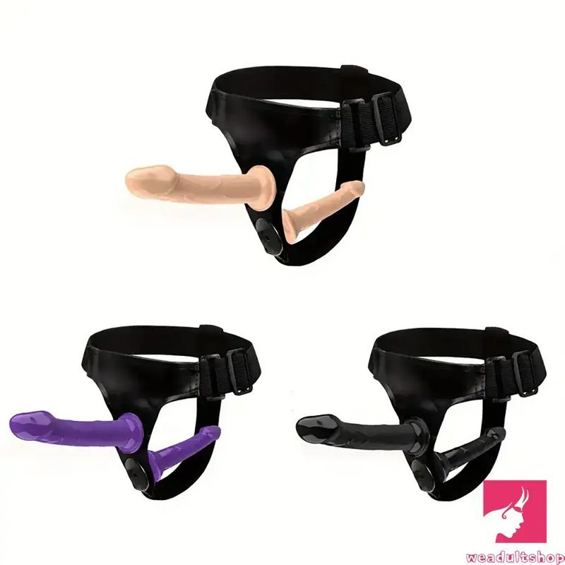 5.9in 7.1in Wearable Adjustable Panty Harness Strap on Dual Real Dildo