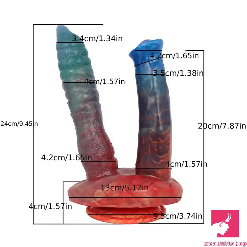 9.45in 10.63in Silicone Soft Big U-shaped Double-head Monster Dildo