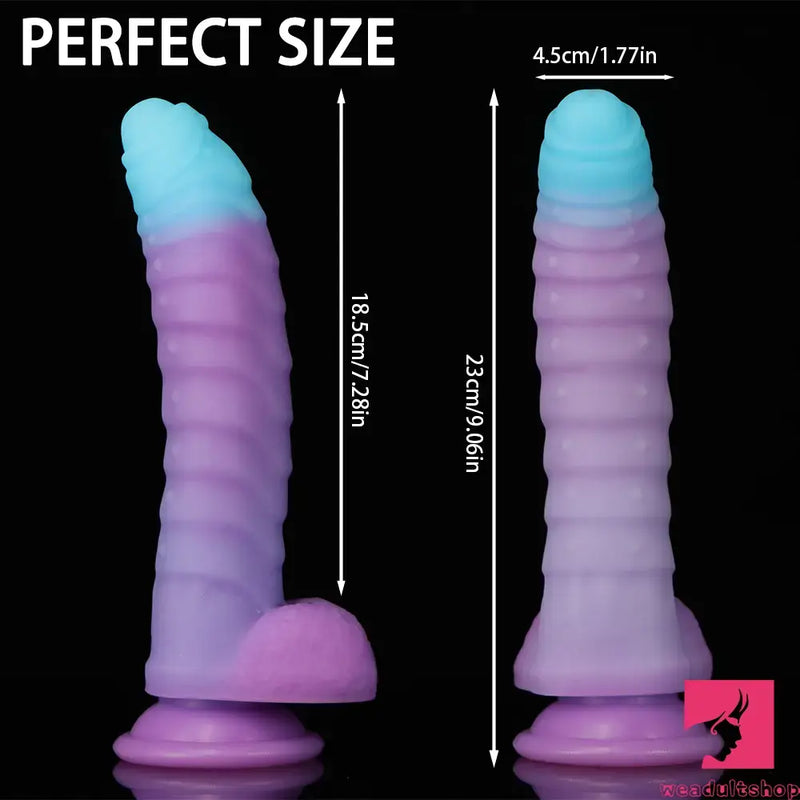 8.15in 9.06in Mixed Color Silicone Gradient Big Soft Odd Dildo Adult Toy