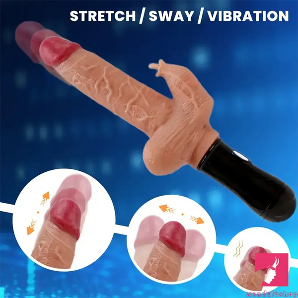 5.5in Real Silicone Soft Thrusting Swing Heating Vibrating Dildo With Handle