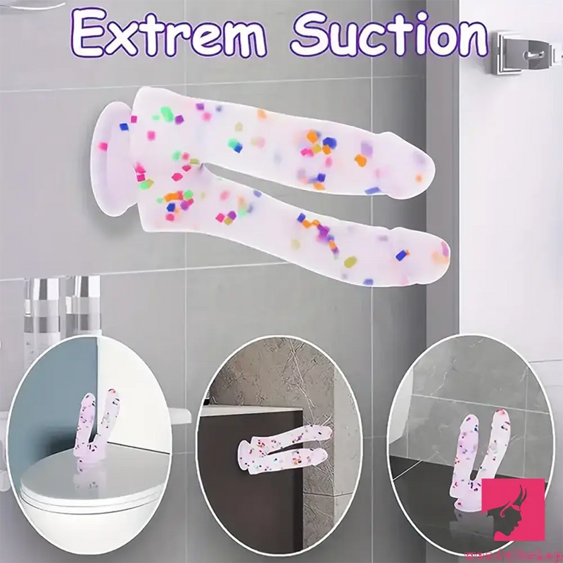 7in Soft Silicone Confetti Colorful Double Headed Dildo For Sex Toy