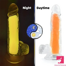 7.08in 8.07in TPE Double Layer Glow-in-the-dark Realistic Clear Dildo