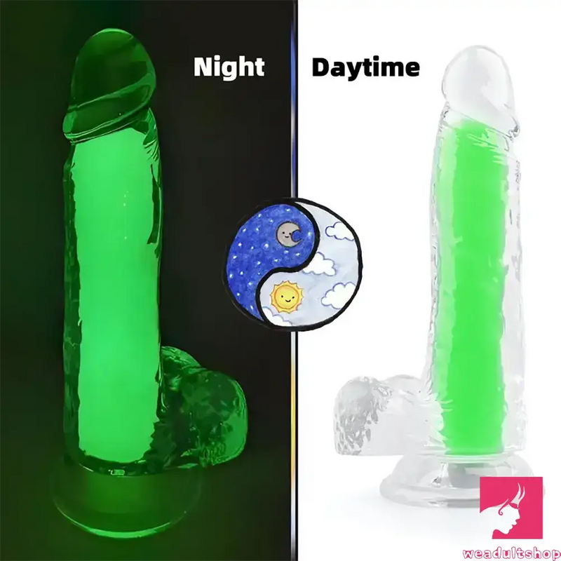 7.08in 8.07in TPE Double Layer Glow-in-the-dark Realistic Clear Dildo