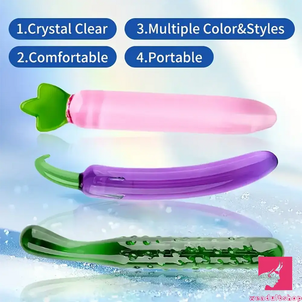 6.2in 7.5in 7.7in Multiple Colors Fruit Vegetable Crystal Glass Anal Dildo