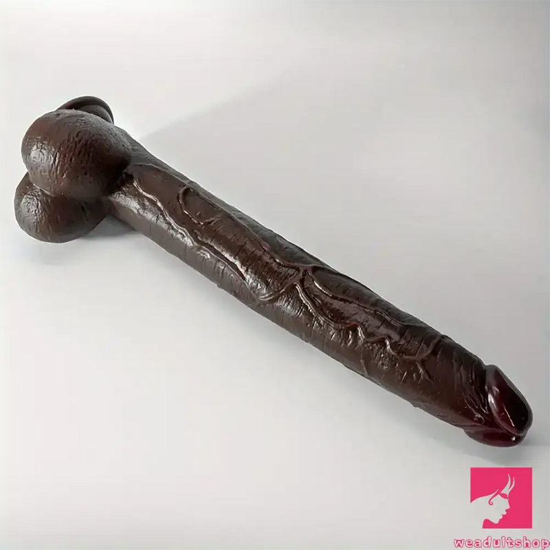 12.2in 14.1in 16.5in Extra Long Big Ebony Silicone Dildo For Male