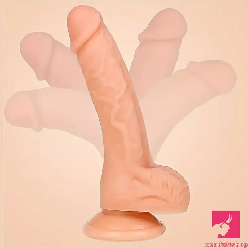 9.25in Lifelike Big Silicone Soft Dildo With Curved Shaft And Balls