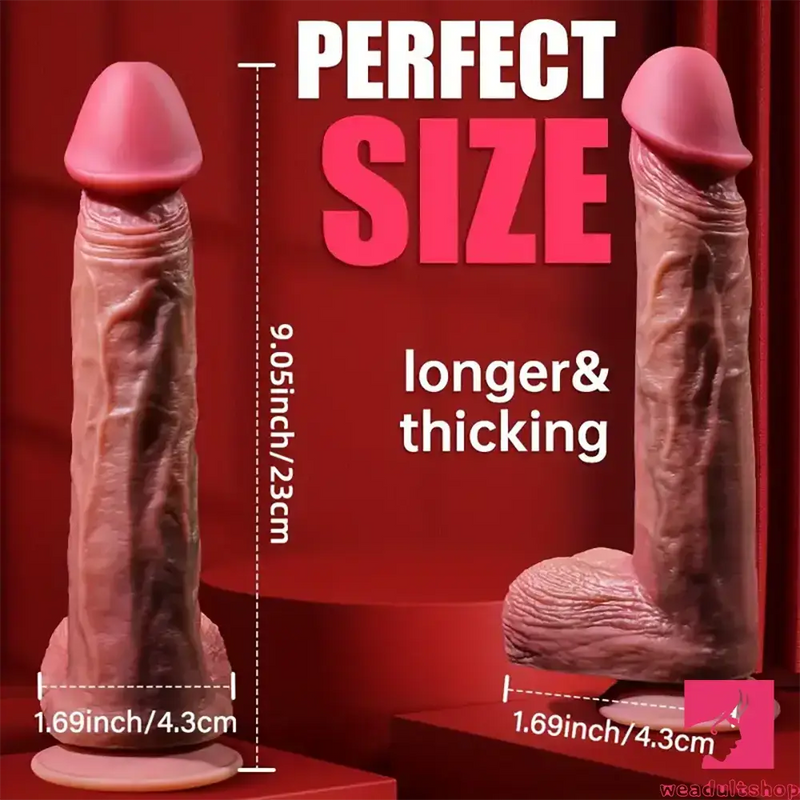 9.05in Realistic Silicone Soft Unisex Big Dildo For Anal Clit Sex Toy