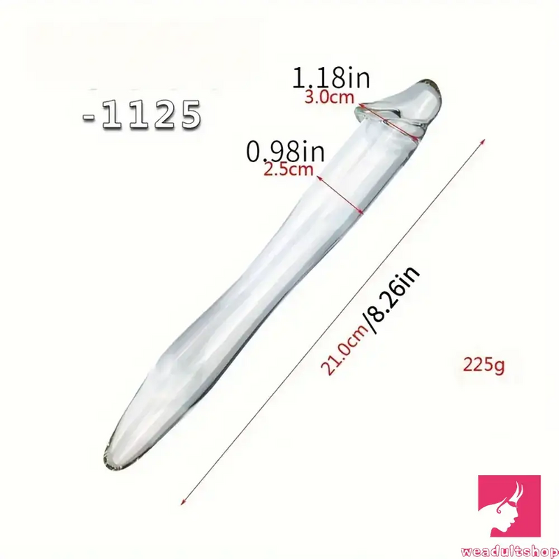 6.49in 8.26in Glass Dual Heads Dildo For Anal Vaginal Orgasm