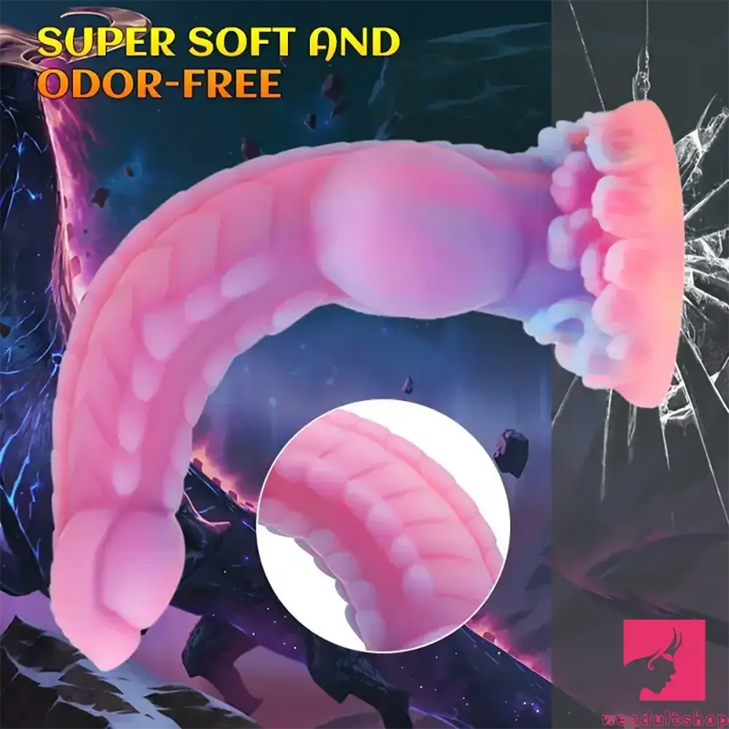 8.14in Colorful Soft Flexible Fantasy Big Luminous Monster Dildo