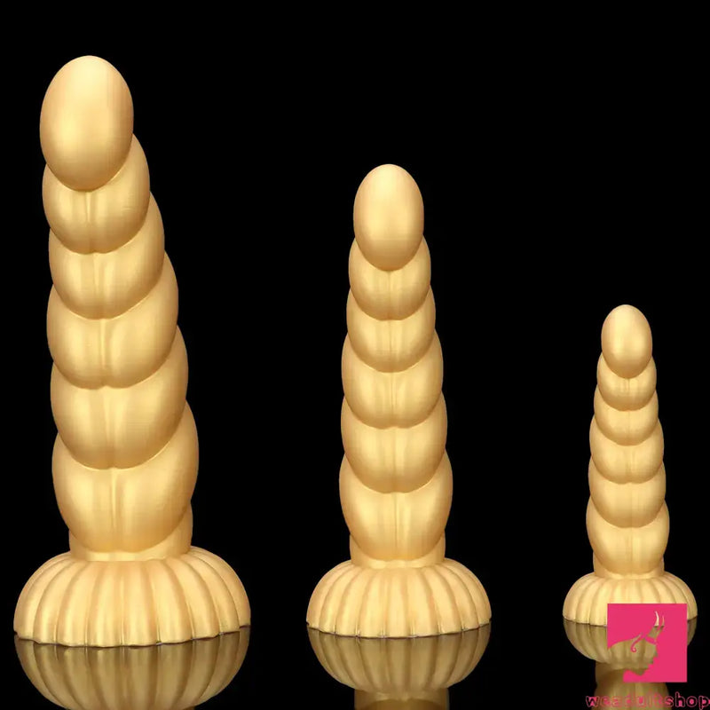 5.51in 7.87in 10.23in Gold Silicone Soft Fantasy Dildo For Anal Sex