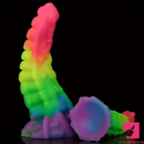 6.34in 8.66in Silicone Soft Rainbow Penis Tentacle Luminous Dildo