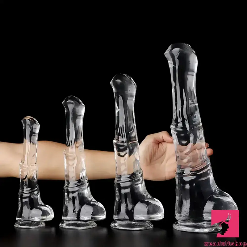 9.45in 11.42in 13.19in 15.75in Clear Large Horse Cock Dildo For Anus