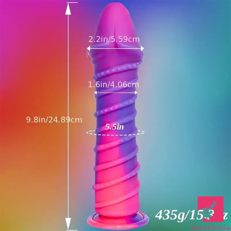 9.8in Odd Design Silicone Soft Big Dildo With Thread Pseudo Sex Toy