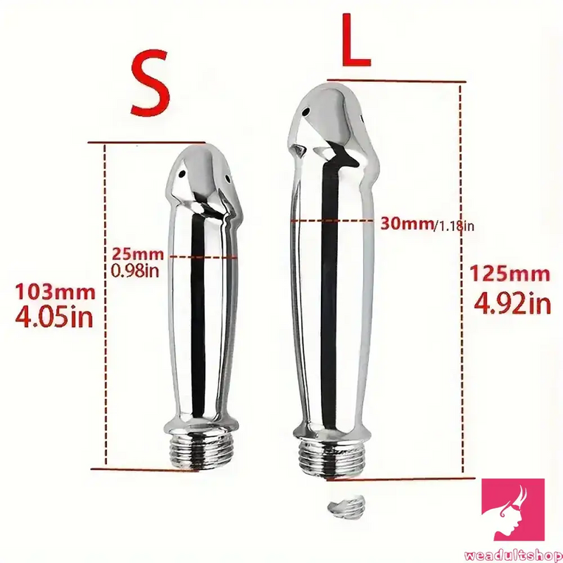 4.05in 4.92in Metal Enema Shower Dildo For Anal Vaginal Cleaner Sex Toy