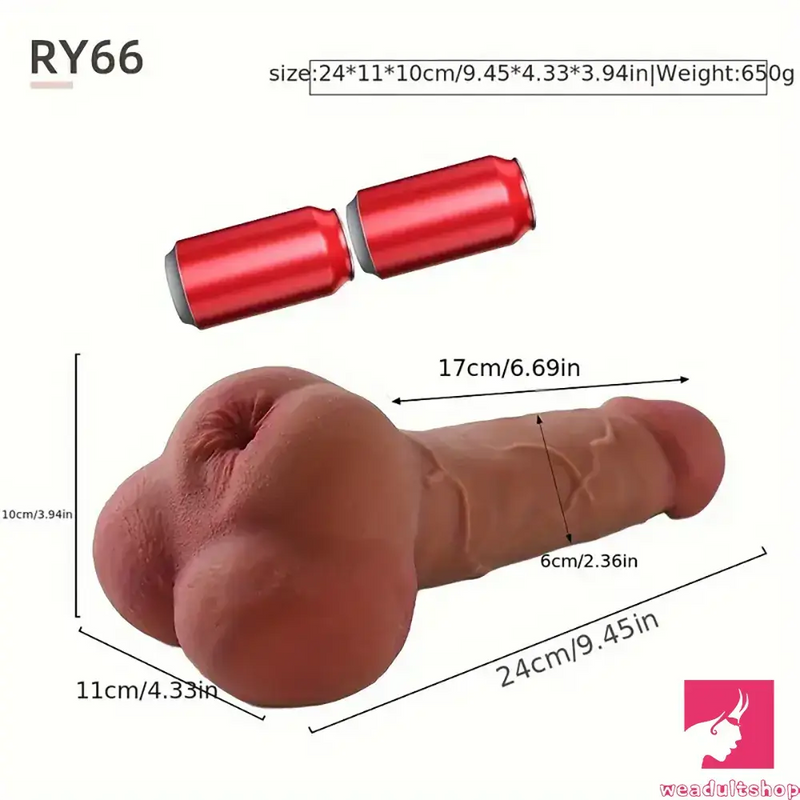 9.45in Premium Silicone Realistic Big Dildo Anal Pocket Pussy For Couples