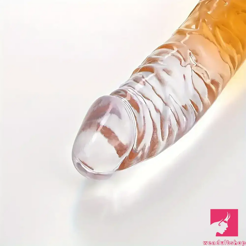 6.29in 7in 7.67in 8.46in Clear Crystal Real Cock Dildo For G-Spot Clit