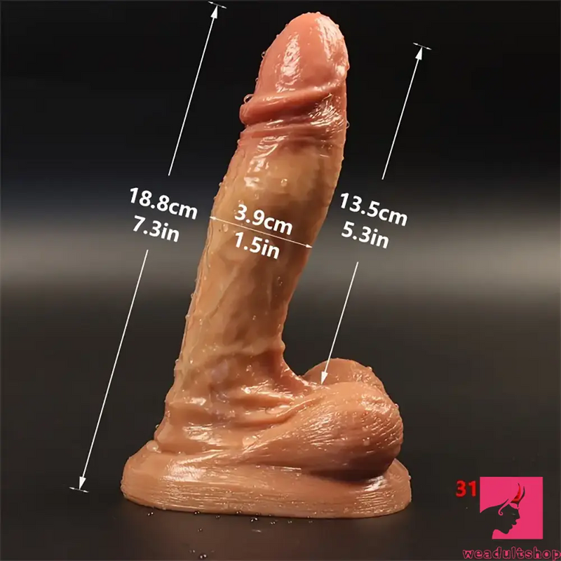 7.3in Soft Lifelike Silicone Men Women Dildo For Hand-Free Anal Play