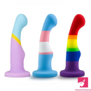 5.83in Unisex Silicone Soft Rainbow Dildo Adult Toy For Gay LGBT