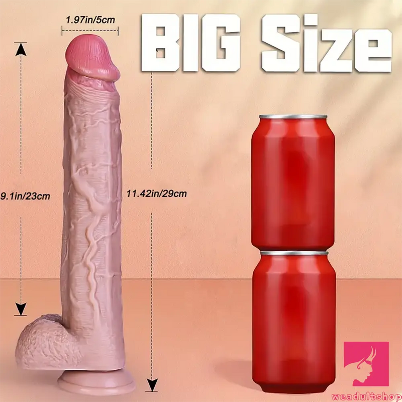 11.42in Realistic Large Silicone Soft Skin Feel Dildo Anal Massager