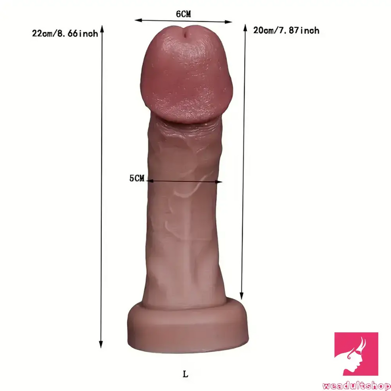 6.5in 7.09in 8.66in Sex Love Big Head Silicone Soft Realistic Dildo