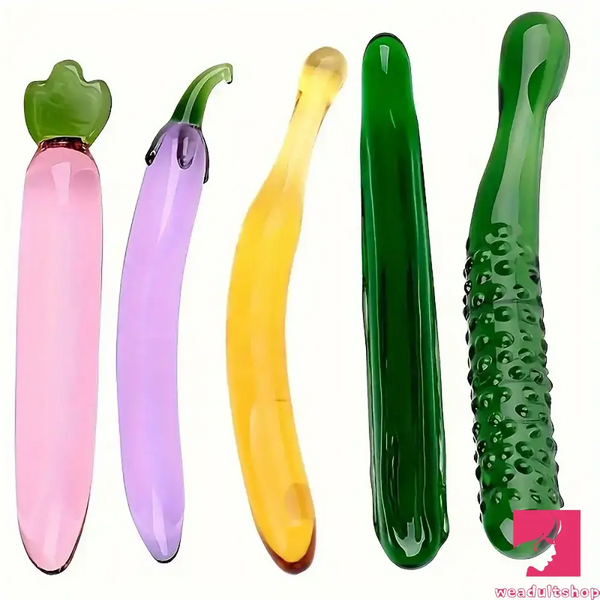 Multiple Lengths Colors Fruit Vegetable Clear Glass Anal Plug Dildo