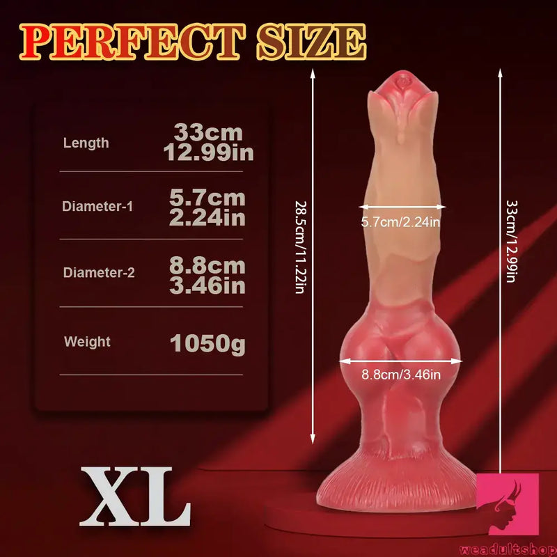 7.48in 9.45in 11.02in 12.99in Soft Liquid Silicone Big Dog Knotted Dildo