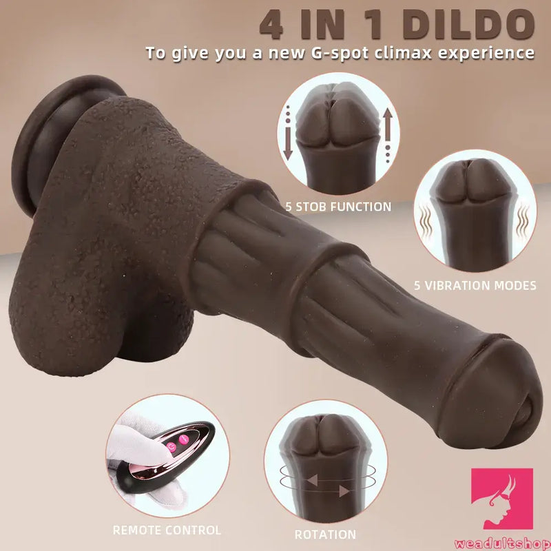 9.05in 4in1 Heating Thrusting Vibrating Rotation Remote Horse Cock Dildo