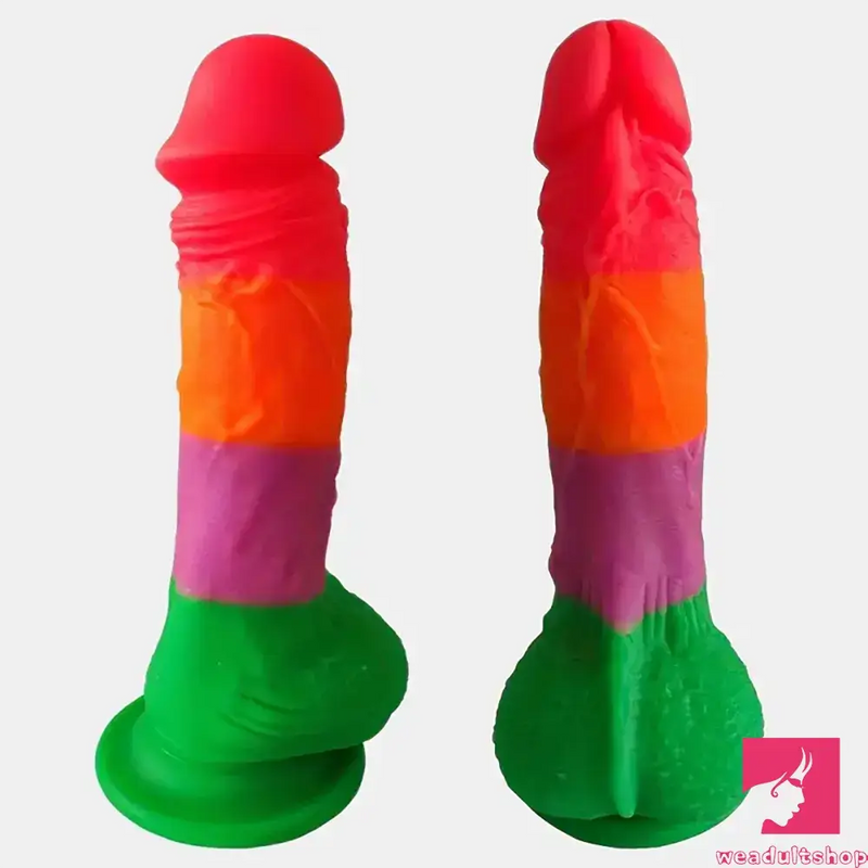 7.9in Silicone Rainbow Soft Dildo For Women Men Couple G-spot Clit