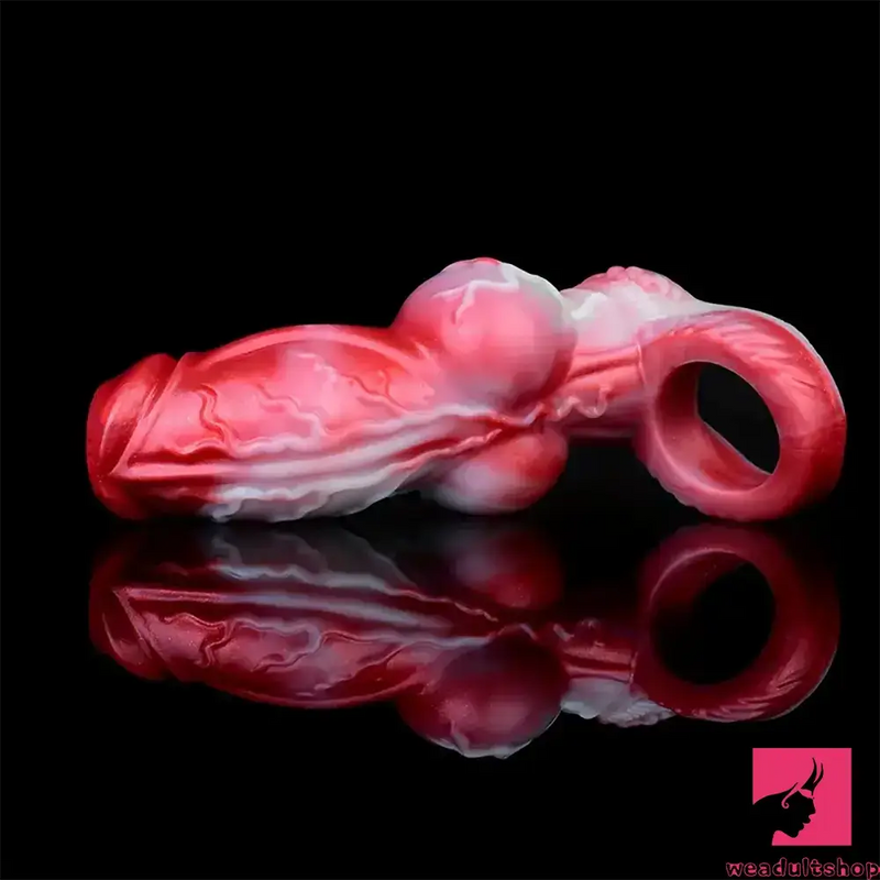 4.92in 5.83in Silicone Soft Dildo Sleeve Dog Animal Knotted Cock Extender