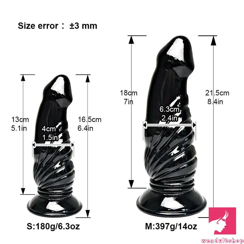 6.4in 8.4in Fantasy Big Black Dildo For Male Female Anal Vaginal Toy