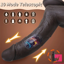 8.66in Auto 10 Vibrating 9 Thrusting Remote Silicone Ebony Dildo