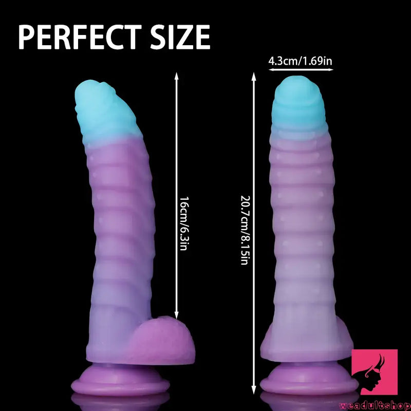 8.15in 9.06in Mixed Color Silicone Gradient Big Soft Odd Dildo Adult Toy