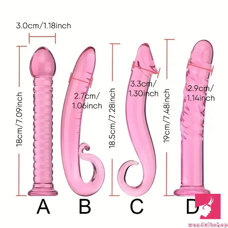 7.09in 7.28in 7.48in Clear Unisex Glass Crystal Dildo For G Spot Orgasm