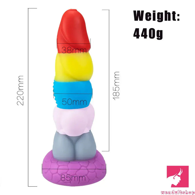 8.66in Silicone Rainbow Soft Big Dildo For Gay LGBT Vaginal Orgasm