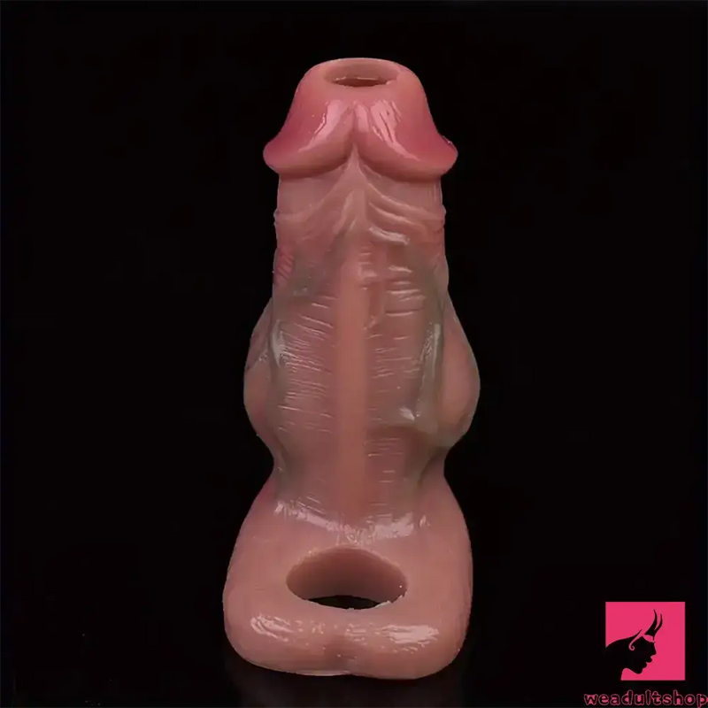 5.3in Lifelike Silicone Soft Dildo Sleeve With Big Knot Cock Extender