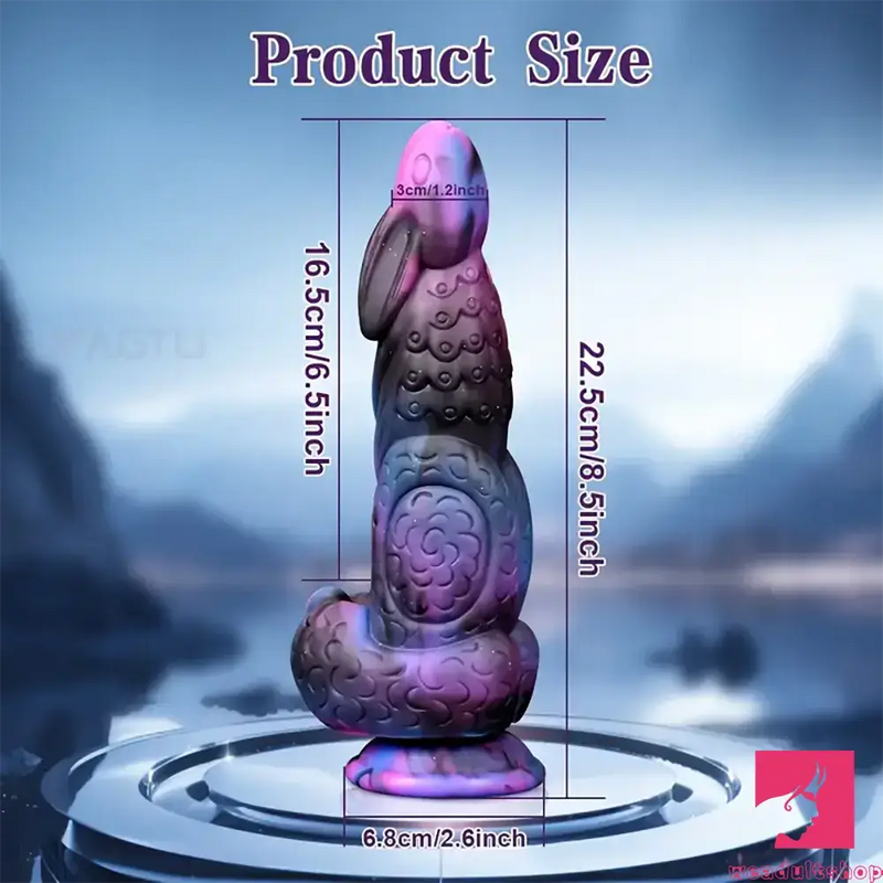 8.5in Silicone Dragon Soft Dildo For Men Women With Rabbit Head