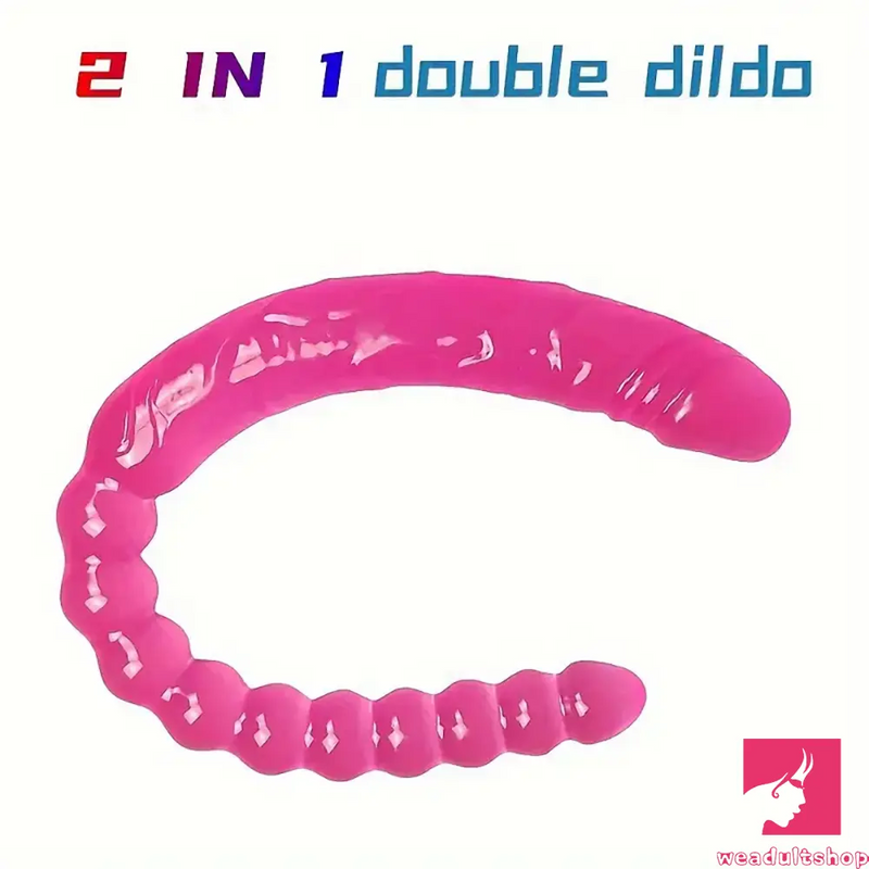 17.72in Long Double Heads Crystal Pink Simulation Dildo With Butt Beads