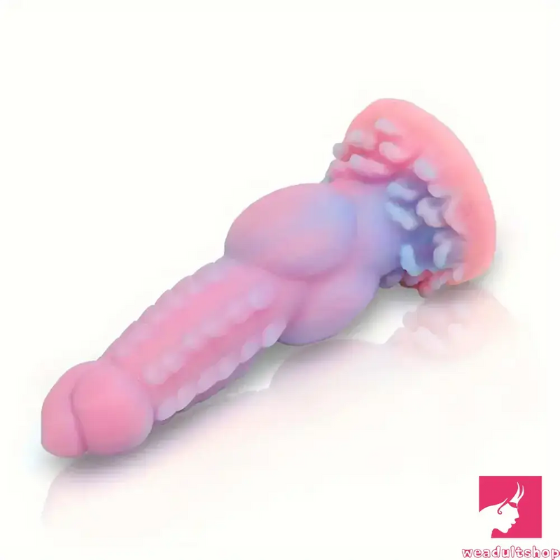 8.14in Colorful Soft Flexible Fantasy Big Luminous Monster Dildo