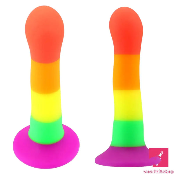 6.89in Colorful Silicone Soft Rainbow Dildo For Anal Vaginal Orgasm