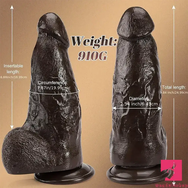 9.84in Superb Skin Sensation Real Thick Ebony Dildo For Female Men